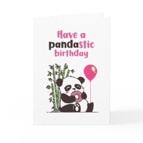 Cute Panda Eating Donut Pandastic Funny Birthday Card