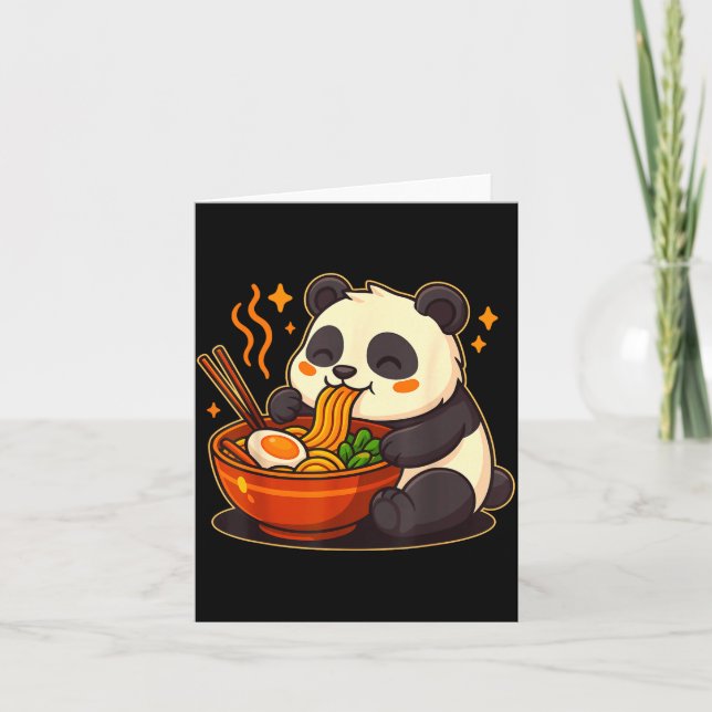 Cute Panda Eating Ramen Noodles  Card (Front)