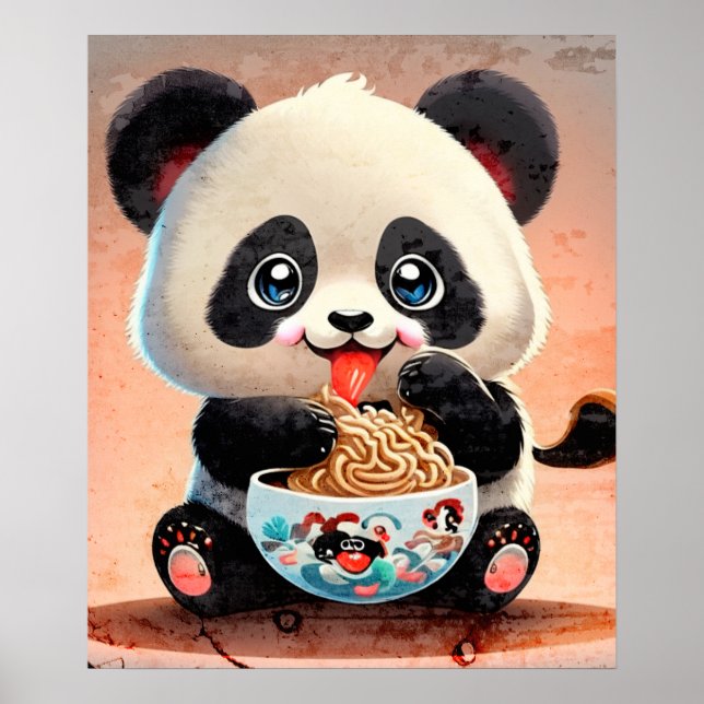 Cute Panda eating Ramen Poster (Front)