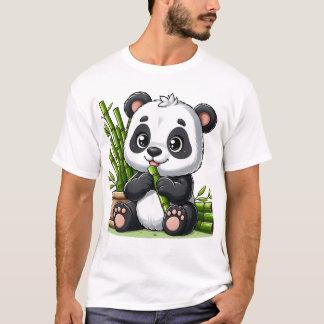 Cute Panda Eating Sugarcane | Adorable Baby Panda T-Shirt