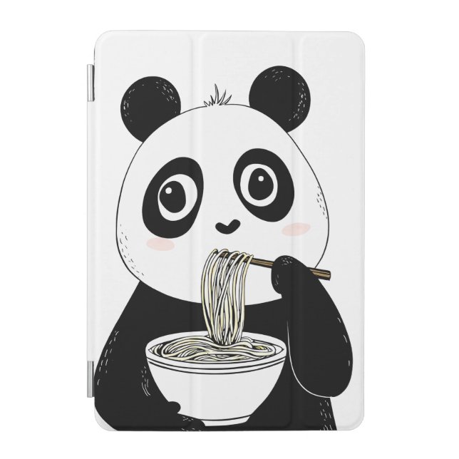 Cute Panda Eating Udon Noodles iPad Mini Cover (Front)