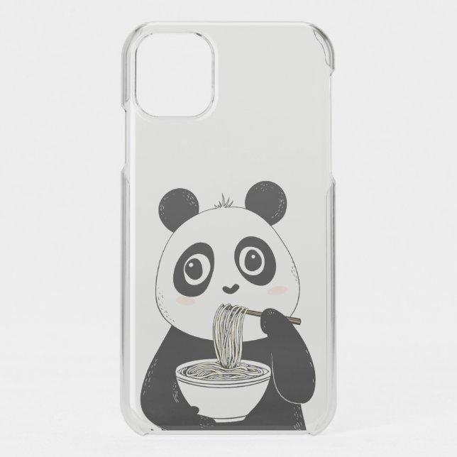 Cute Panda Eating Udon Noodles Uncommon iPhone Case (Back)