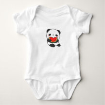 Cute Panda Eating Watermelon Baby Bodysuit