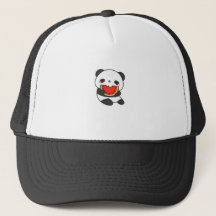 Cute Panda Eating Watermelon Cartoon Hat