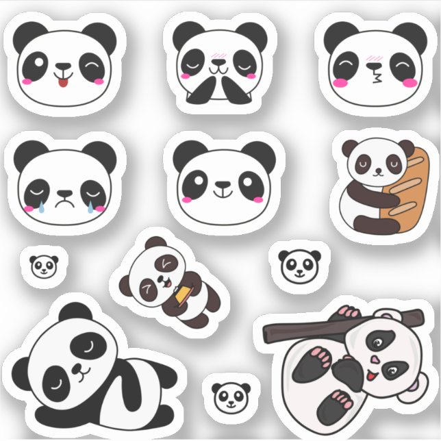 Cute Panda Emoji Sticker Pack (Front)