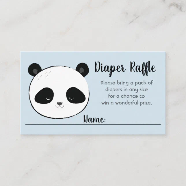 Cute Panda Face Baby Shower Diaper Raffle Enclosure Card | Zazzle