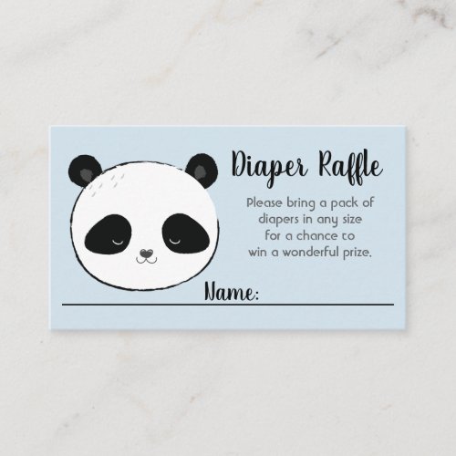 Cute Panda Face Baby Shower Diaper Raffle Enclosure Card