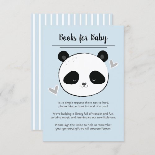 Cute Panda Face Books for Baby Request Invitation