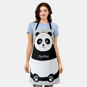 Cute Panda Face Funny All-over Print Apron by UrHomeNeeds at Zazzle
