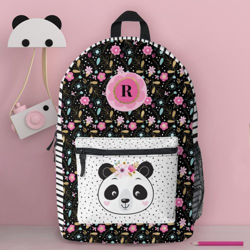 Cute Panda Face Girls Printed Backpack