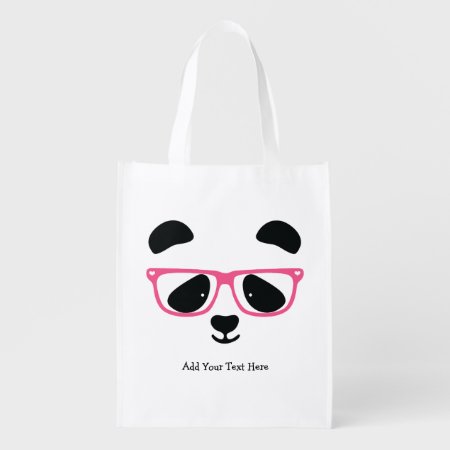 Cute Panda Face Grocery Bag