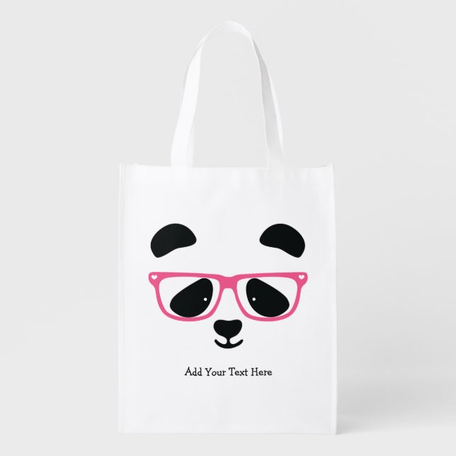 Cute Panda Face Grocery Bag (Front)