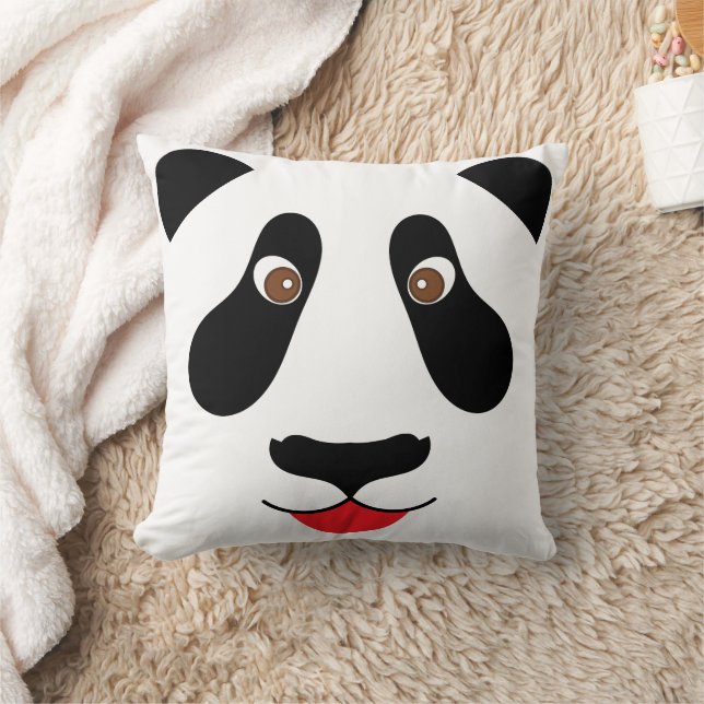 Cute Panda Face Kid's Room Decor Throw Pillow (Blanket)