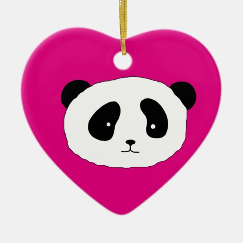 Cute Panda Face pattern pink Ceramic Ornament