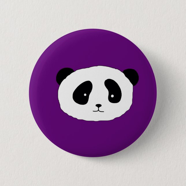 Cute Panda Face pattern purple Button (Front)
