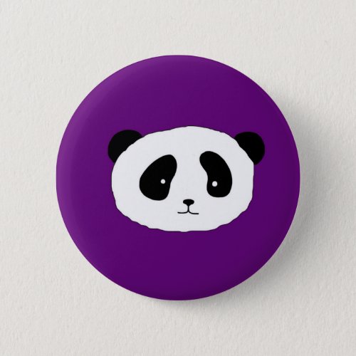 Cute Panda Face pattern purple Button
