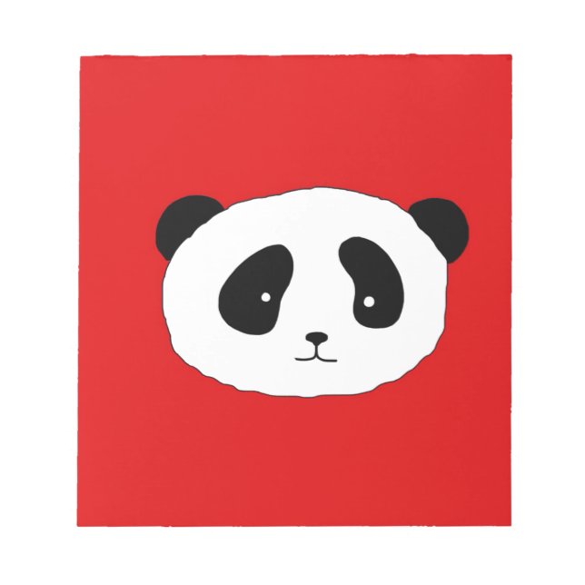 Cute Panda Face pattern red Notepad (Front)