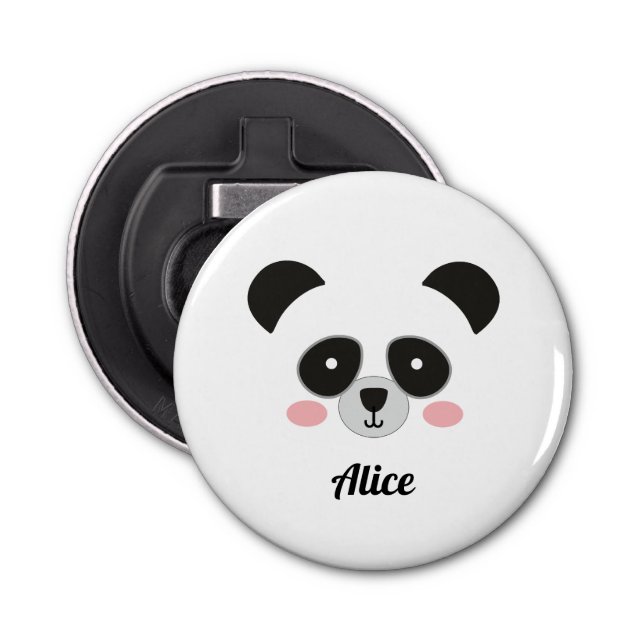 Cute Panda Face Personalized – Custom Name Bottle Opener (Front)