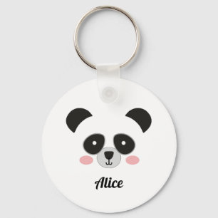 Cute Panda Face Personalized keychai – Custom Name Keychain
