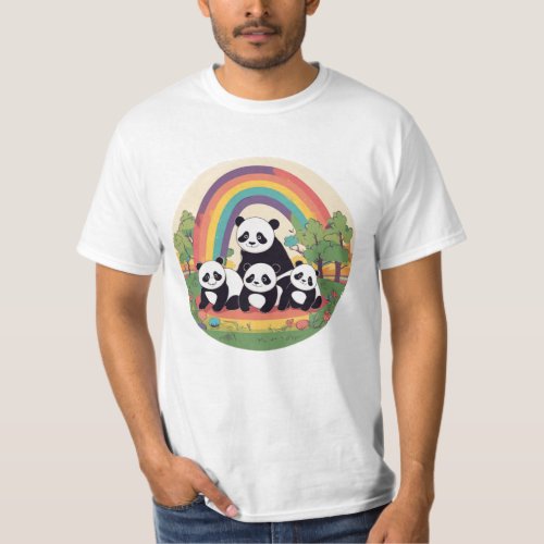 Cute Panda Family Enjoying Life T_Shirt