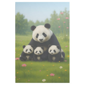Cute Panda Family Portrait - Mother Panda with Thr Gallery Wrap