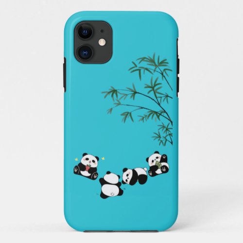 Cute Panda Family Under Bamboo  Adorable Panda  iPhone 11 Case