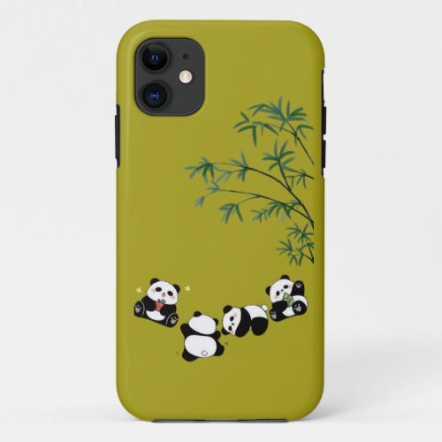 Cute Panda Family Under Bamboo  Adorable Panda  iPhone 11 Case