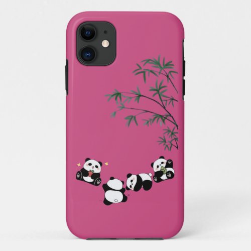 Cute Panda Family Under Bamboo  Adorable Panda  iPhone 11 Case