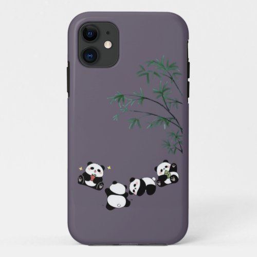 Cute Panda Family Under Bamboo  Adorable Panda  iPhone 11 Case