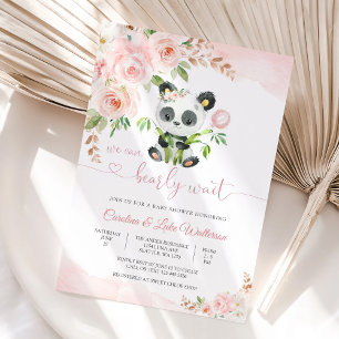 Cute Panda Floral Baby Shower Invitation