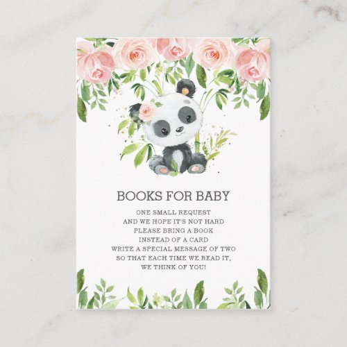 Cute Panda Floral Greenery Bring Books for Baby Enclosure Card