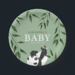Cute Panda & Foliage Neutral Baby Shower Paper Plates<br><div class="desc">These contemporary but cute baby shower invitation features watercolor deep green foliage leaves framing the text 'BABY' with a playful panda bear on a eucalyptus green background.</div>