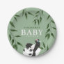 Cute Panda & Foliage Neutral Baby Shower Paper Plates