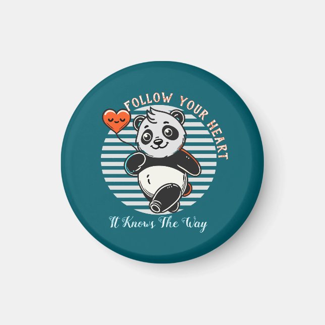 Cute Panda "Follow Your Heart" Personalized Magnet (Front)