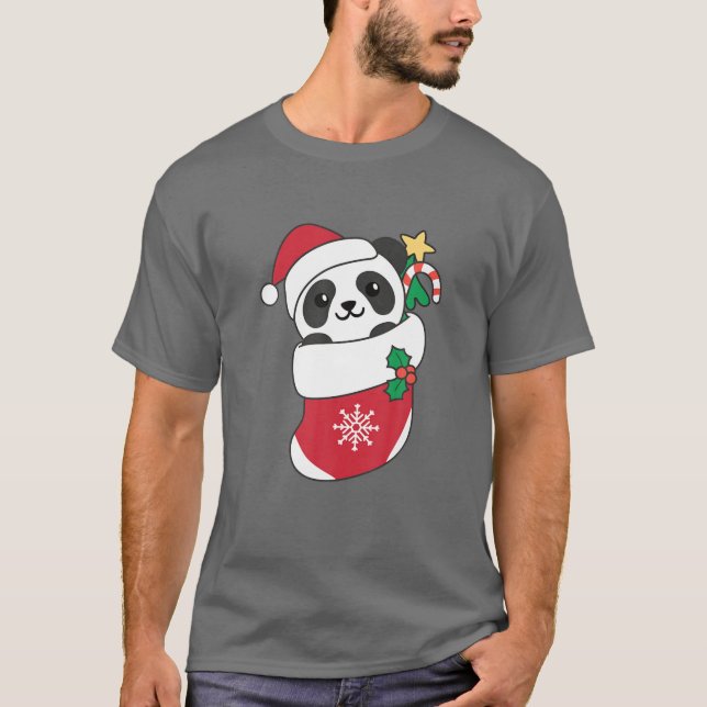 Cute Panda For Christmas Panda T-Shirt (Front)