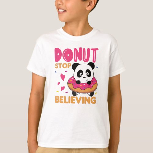 Cute Panda Funny Animals In Donut Pun T_Shirt