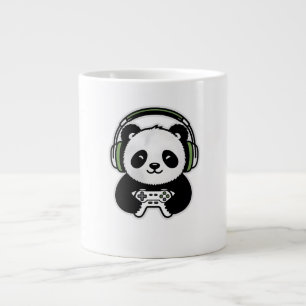 Cute Panda Gamer - Kawaii Gaming Panda with Headse Giant Coffee Mug
