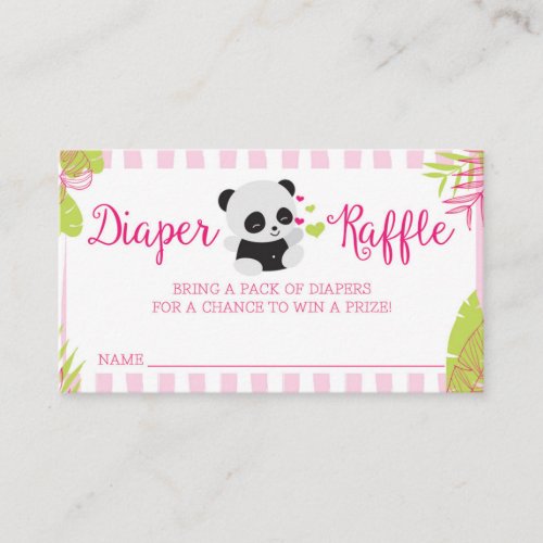 Cute Panda Girl Baby Shower Diaper Raffle Cards