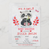 CUTE PANDA GIRL BABY SHOWER INVITATION (Front/Back)