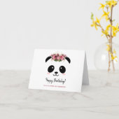 Cute panda girl Happy Birthday  Card (Yellow Flower)
