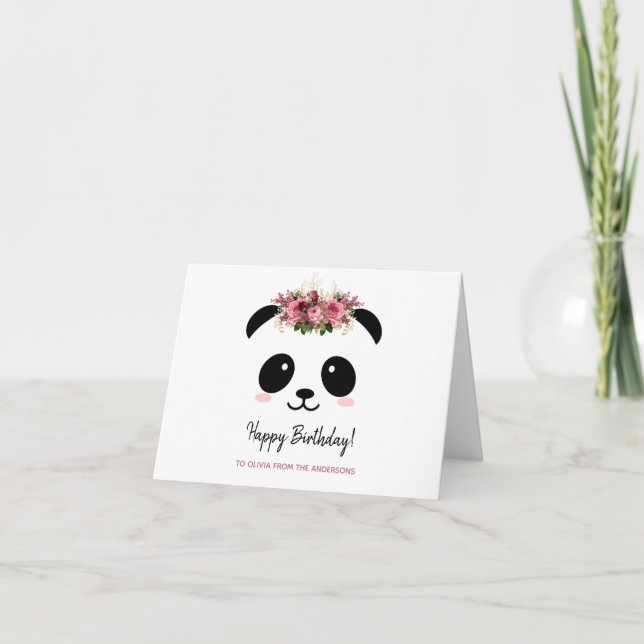 Cute panda girl Happy Birthday  Card (Front)