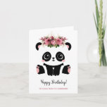 Cute panda girl Happy Birthday  Card<br><div class="desc">Cute panda girl Happy Birthday Greeting Card. Kawaii style black and white panda bear with floral crown. Personalized text.</div>
