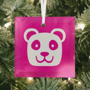 Cute Panda Glass Ornament