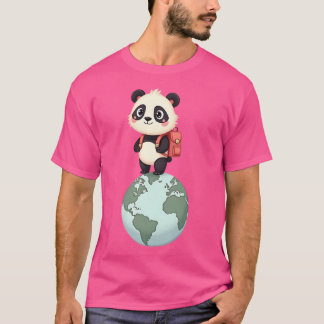 Cute Panda Globe-Trotter - Travel Adventure Cartoo T-Shirt