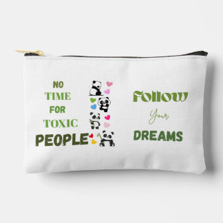 Cute Panda Graphic Tee with Slogan Accessory Pouch