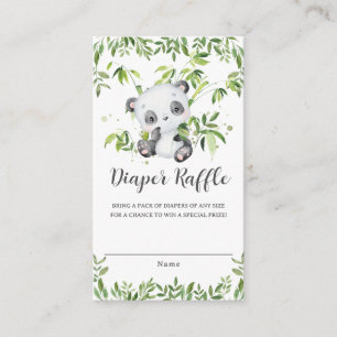 Cute Panda Greenery Baby Shower Diaper Raffle Enclosure Card