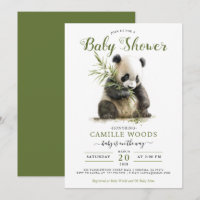Cute Panda Greenery Baby Shower Gender Neutral 