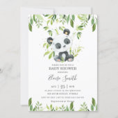 Cute Panda Greenery Baby Shower Gender Neutral Invitation (Front)