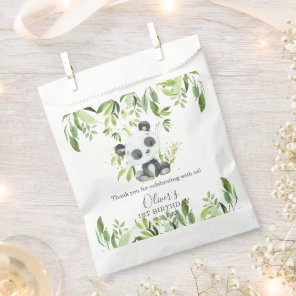 Cute Panda Greenery Bamboo Baby Shower Birthday Favor Bag