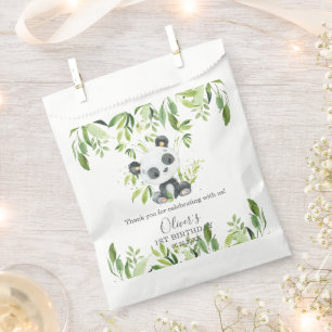 Cute Panda Greenery Bamboo Baby Shower Birthday Favor Bag